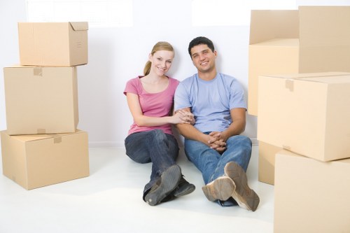 Packed boxes ready for a student move in Westhampstead