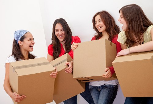Prepared moving boxes for a house removal in Westhampstead