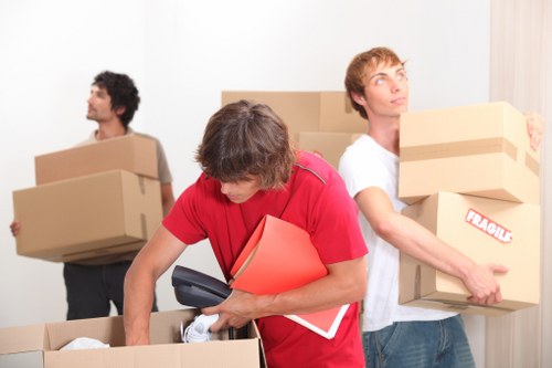 Packed moving boxes prepared for a Westhampstead apartment relocation