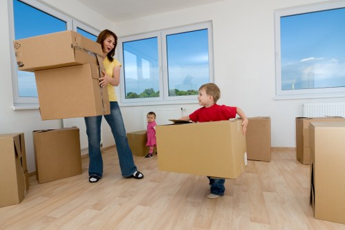 Organized room-by-room packing setup for a move in Westhampstead